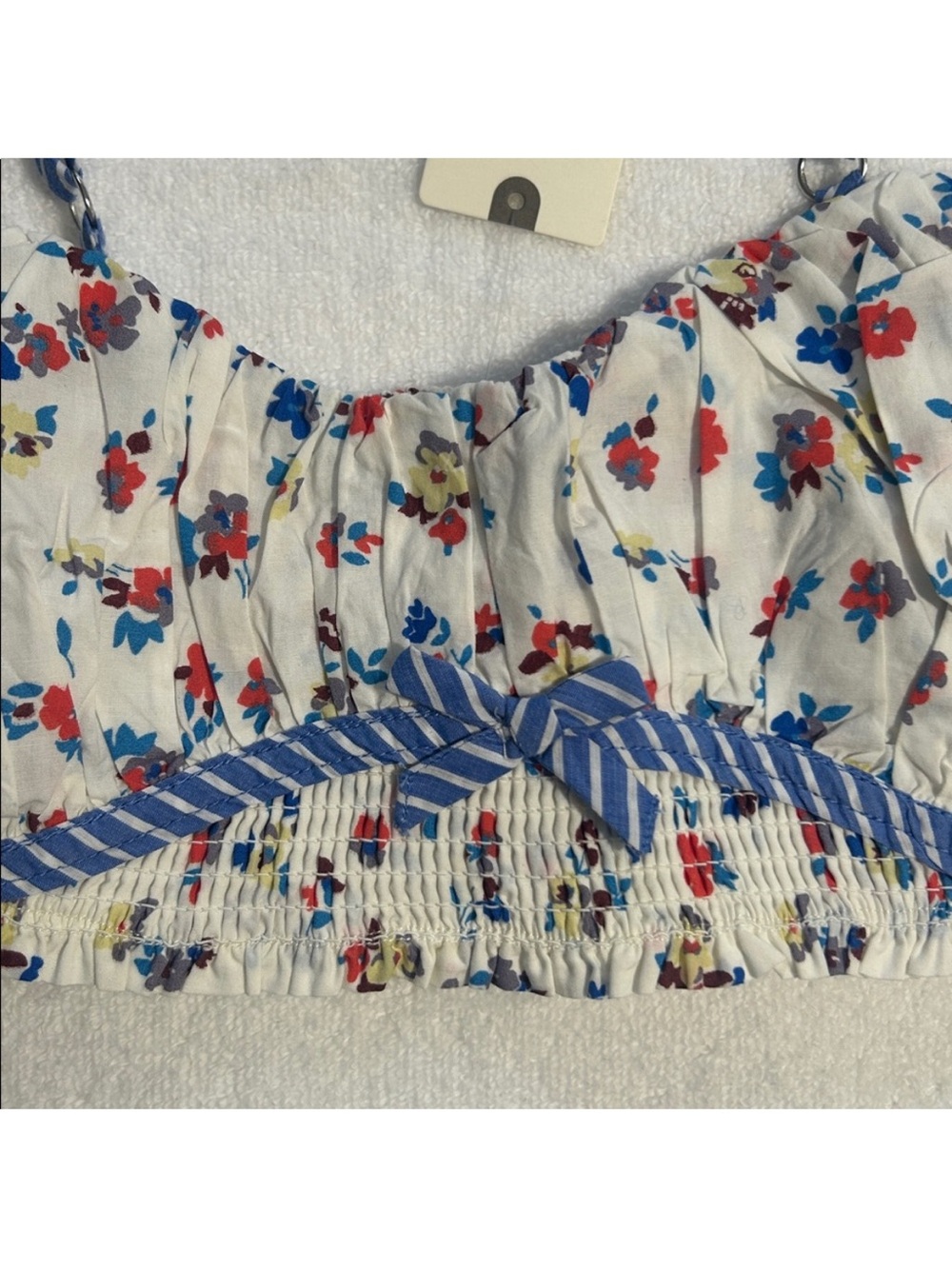 Anthropologie LyreBird Medium Bra Top Printed Cotton Ivory Combo Blue Floral NWT - Picture 6 of 9